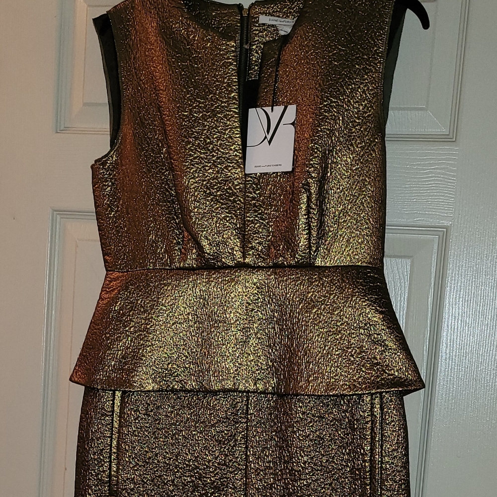 Diane von Furstenberg Delian Jacquard Gold Dress - Picture 3 of 3